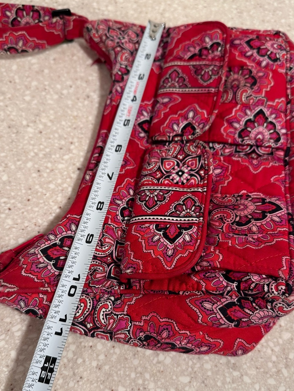 Vera Bradley Libby Crossbody Bag Frankly Scarlet 2008 Red Paisley Quilted Cotton - Picture 15 of 17